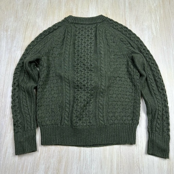 J Crew Olive Green Cozy Fitted Popcorn Wool Cable Knit Pullover Sweater XS - Picture 7 of 15